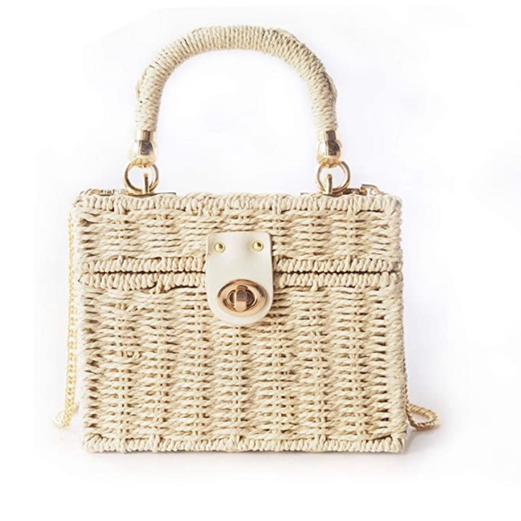 N/C Handbags - Hand Woven Rattan Square Purse - New